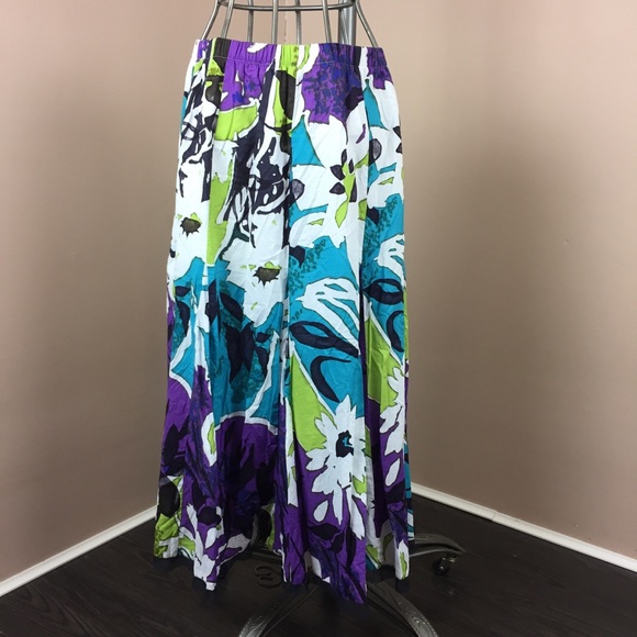 Peter Nygard blue and green maxi skirt - Picture 2 of 4